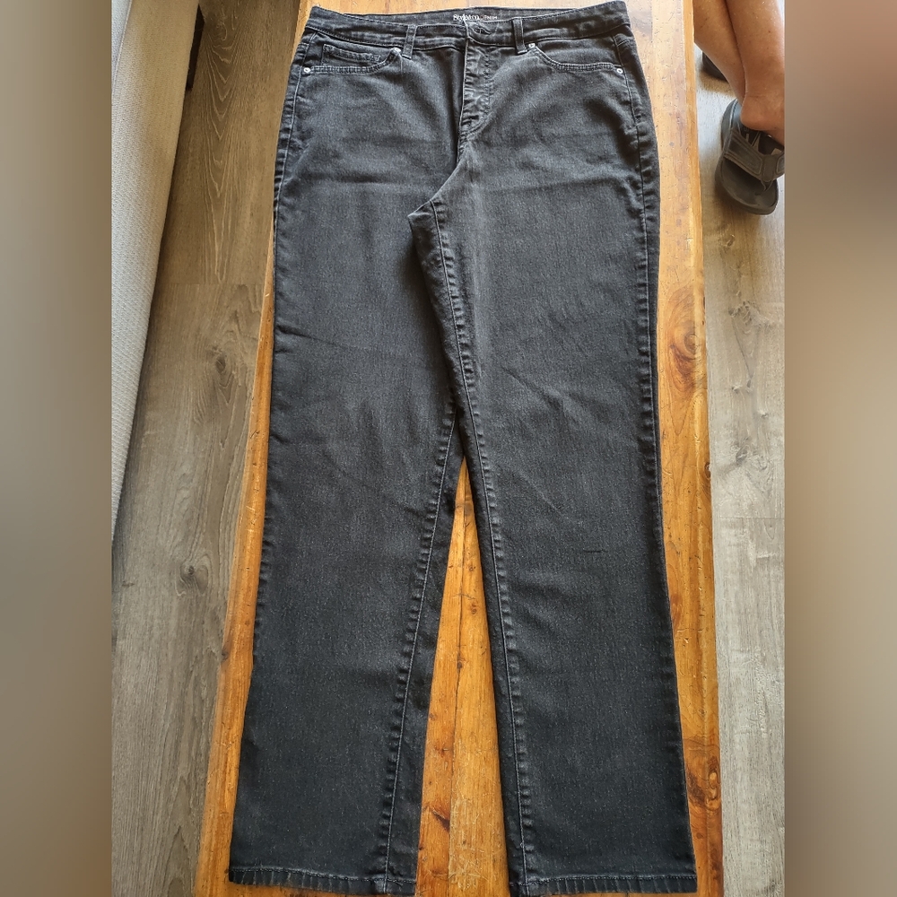 Style &Co Black jeans, straight leg,  Tummy control good condition